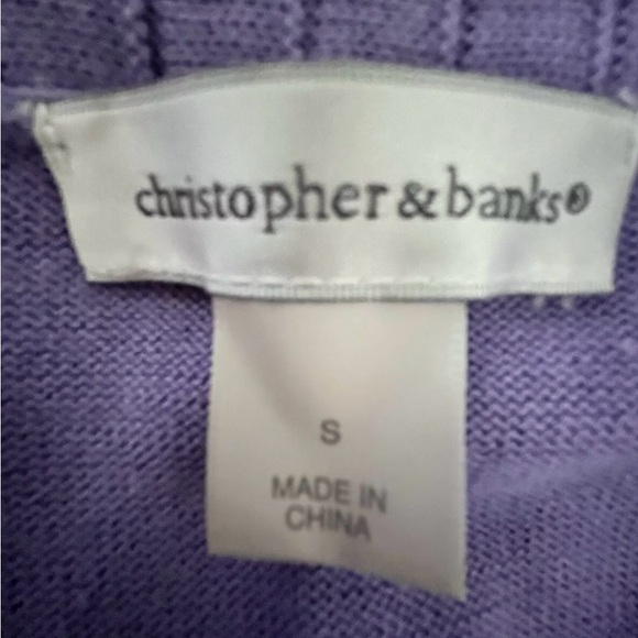 🌸 Christopher & Banks Womens Sz S Purple 3/4 Sleeve Ruffle Cardigan Sweater - Picture 4 of 6